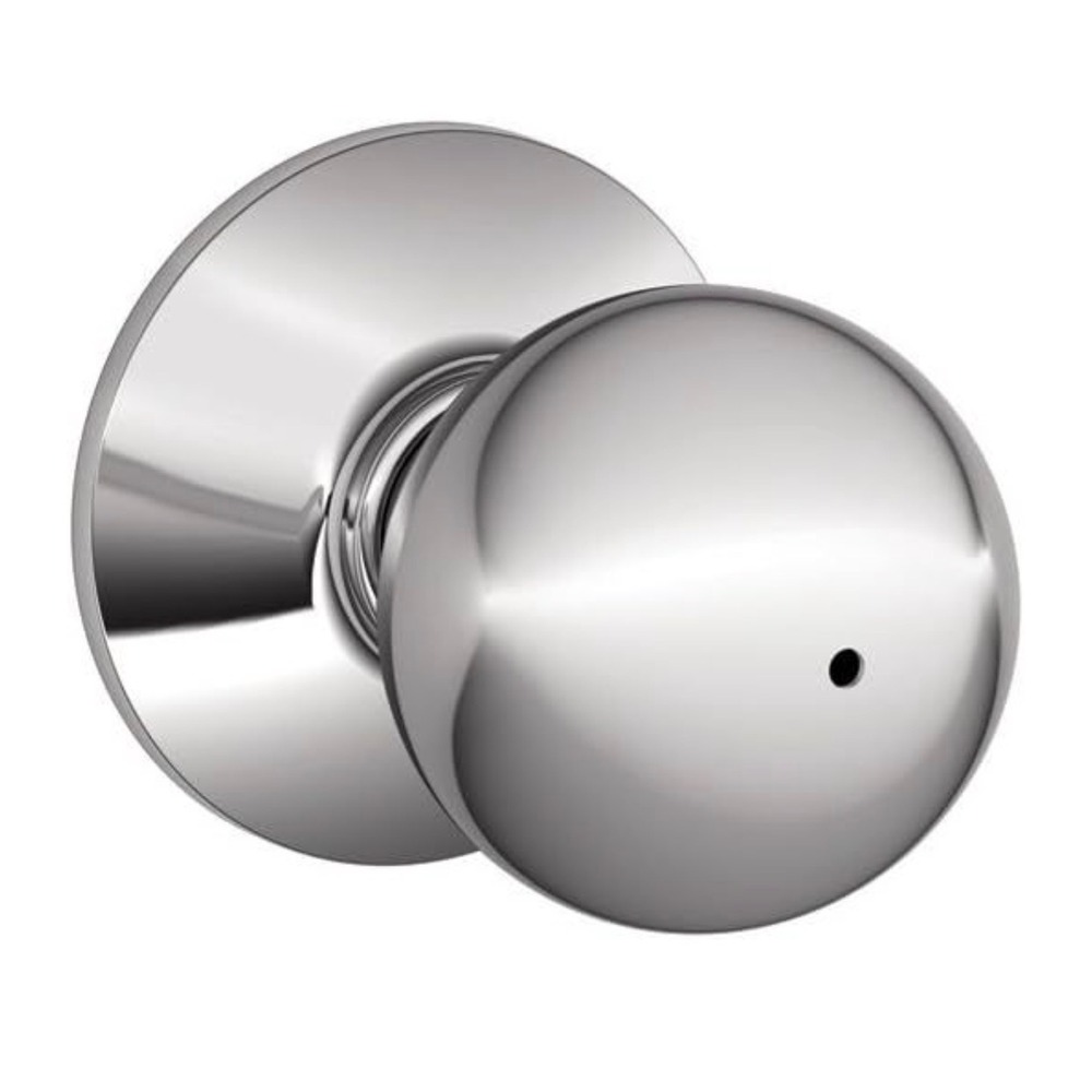 Schlage F40ORB625 Orbit Privacy Door Knob Bright Chrome Spherical Bed Bath Lock